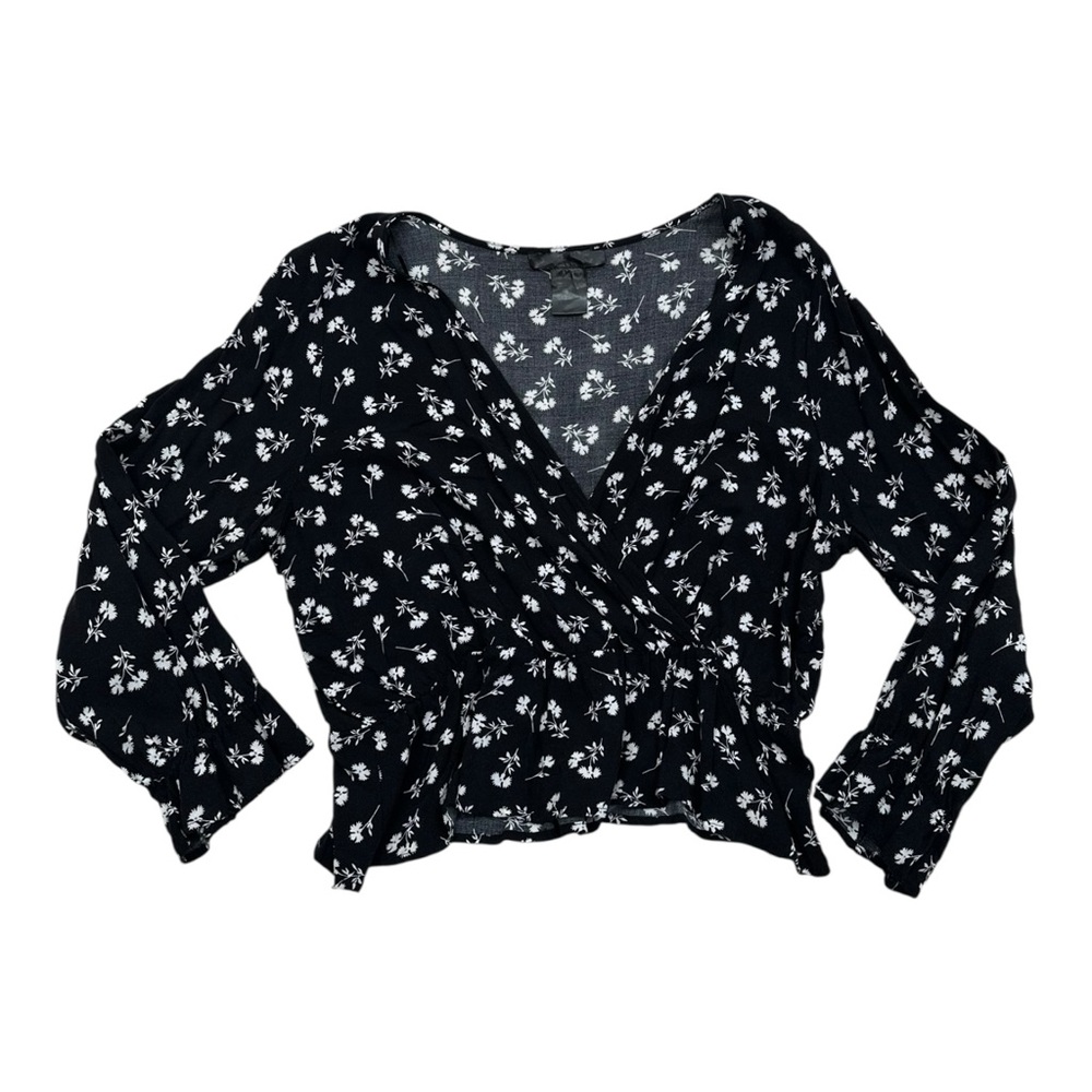 Coco and Shay Black V-neck Floral Blouse - Size 2X
